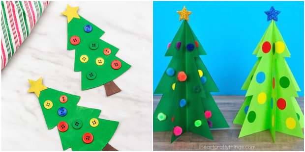 Decoração com Árvores de Natal de papel