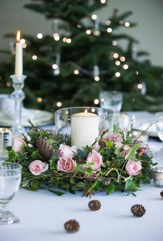 Decoração de Natal para Mesa com Velas